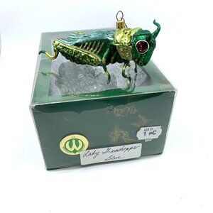 Whitehurst Grasshopper Hand Blown Fantasy Glass Ornament 5.75" Boxed Vtg Imports